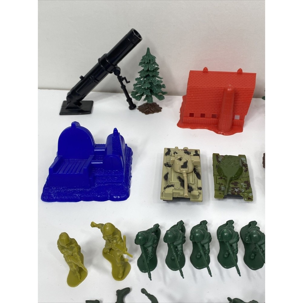 Military Figures Tank Vehicle Lot Mortar Weapon Army Soldiers Troops Barn Jet - Picture 5 of 16